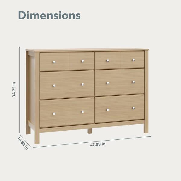 dimension image slide 1 of 3, Storkcraft Horizon 6 Drawer Dresser - GREENGUARD Gold Certified, Interlocking Drawer System