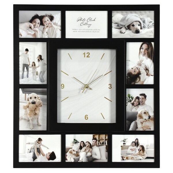 American Art Decor Picture Frame Collage Wall Clock Photo Display