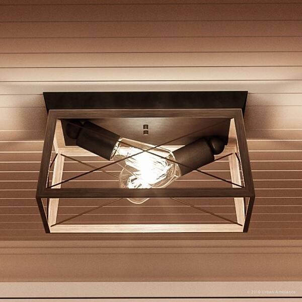 slide 2 of 7, Luxury Industrial Chic Ceiling Fixture, 6"H x 12"W, with Modern Farmhouse Style, Olde Bronze Finish by Urban Ambiance