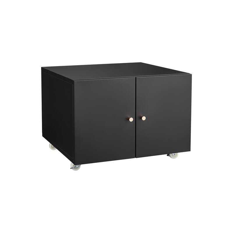 Anmytek Modern Rolling Storage Cabinet Mobile with Wheels Matte Black Accent Multi Purpose Organizer
