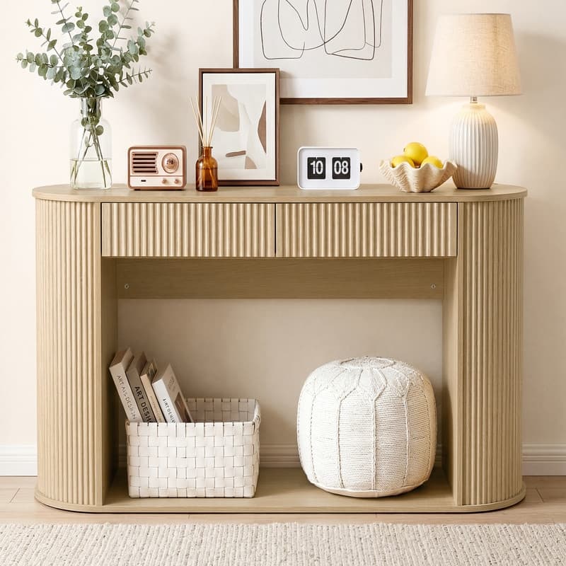 47 Inch BOHO Fluted Design Console Table