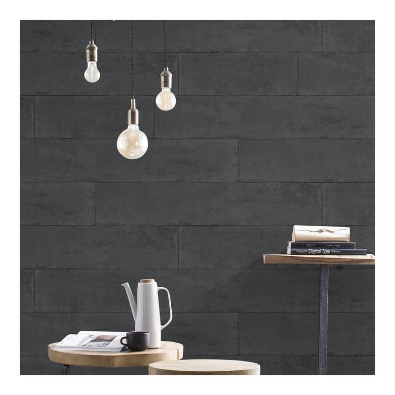 Advantage Lanier Black Stone Plank Wallpaper - 21 x 396 x 0.025
