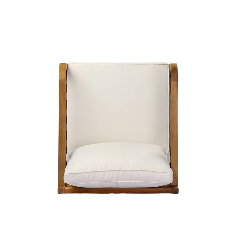 Christopher Knight Home - Erin 5-Piece Outdoor Acacia Wood Conversation Set with Cushioned Lounge Chairs & Round Coffee Table