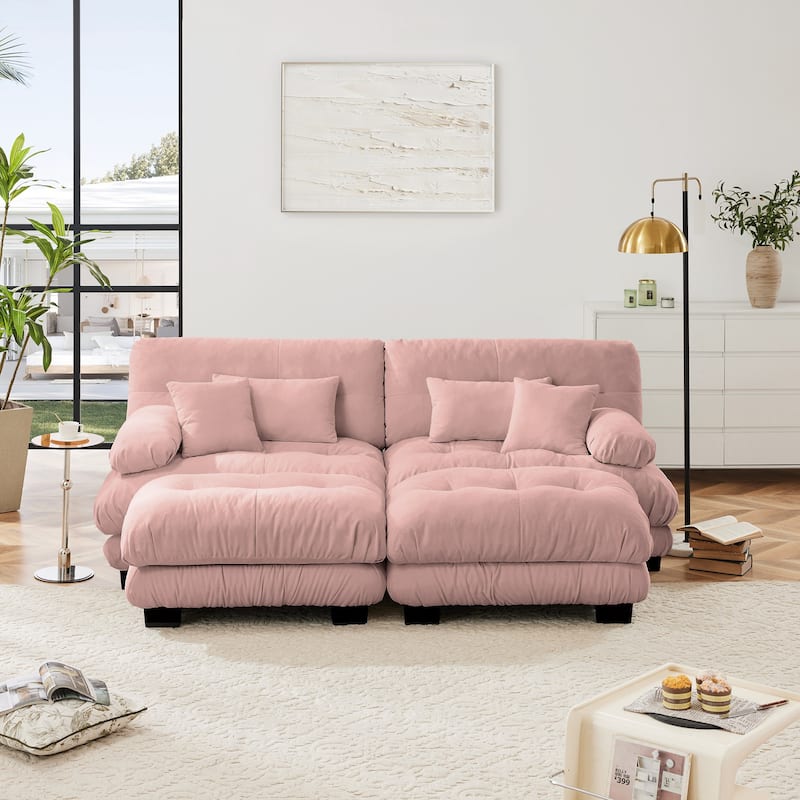 Cloud Couch 2-Seater Sofa with 2 Convertible Ottomans