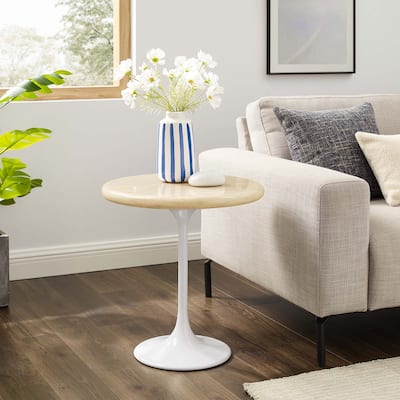 Lippa 20" Round Artificial Travertine Side Table