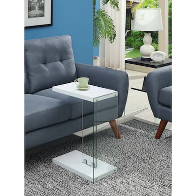 Electric Flip Top End Table with Hidden Storage, Charging Station with Outlets and USB Ports, Glass Side Panels - 18.5
