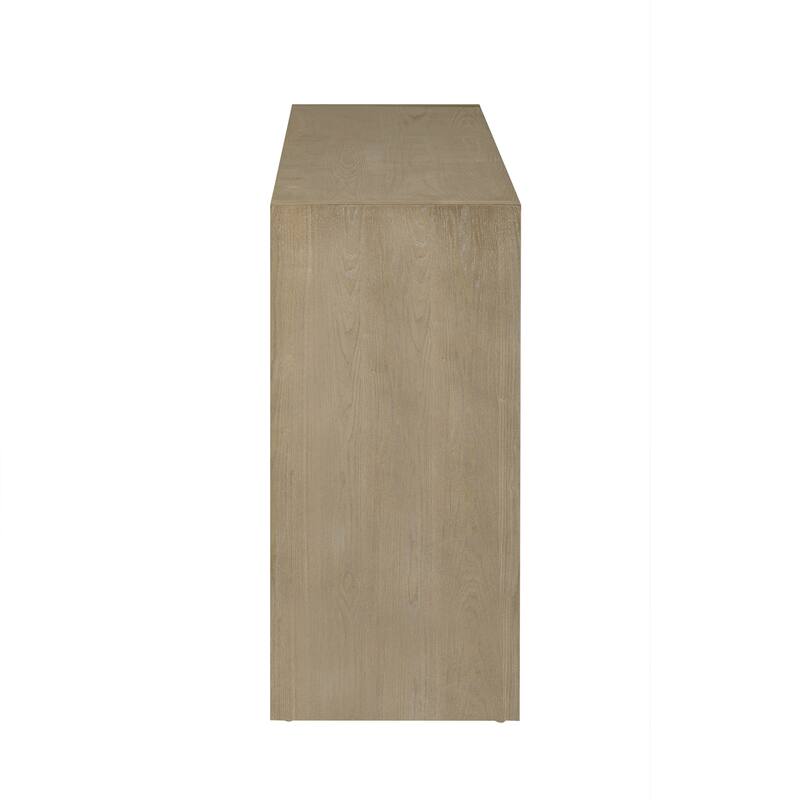 60" 3-Door Sideboard with 3 Drawers-Ash Veneer MDF Sideboard,Semi-Open Shelf，Center Semi-Circular Cutout,Storage Cabinet