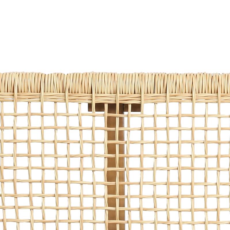 Acacia Wood Backless Bench with Faux Rattan Seat