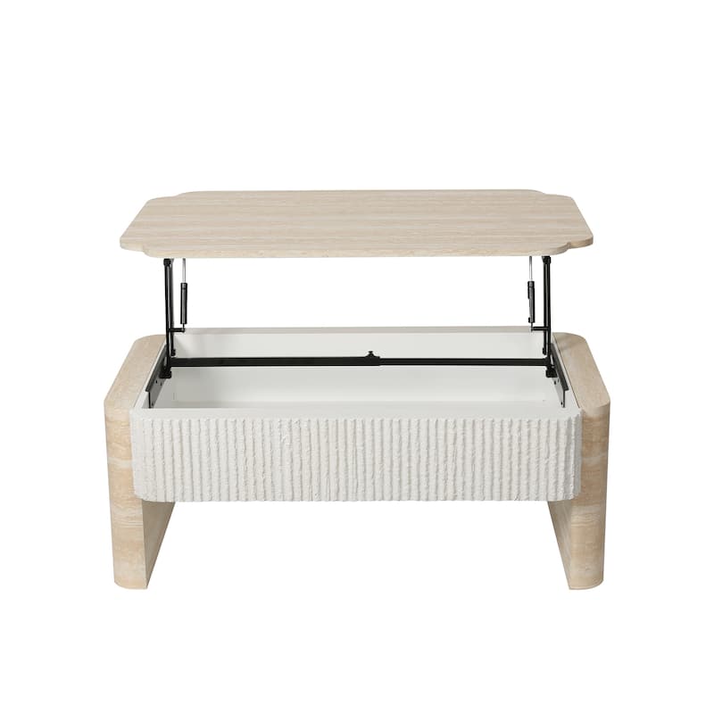 Lift Top Coffee Table, Modern Extendable Wooden Desk with Hidden Storage