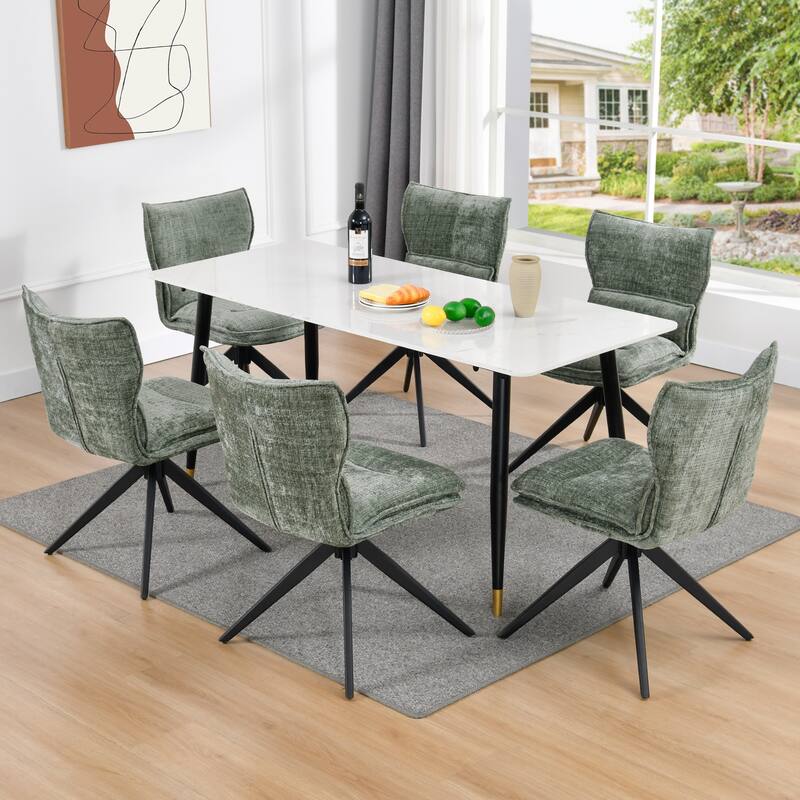 Modern Upholstered Swivel Dining Chairs Accent Side Chairs with Metal Legs