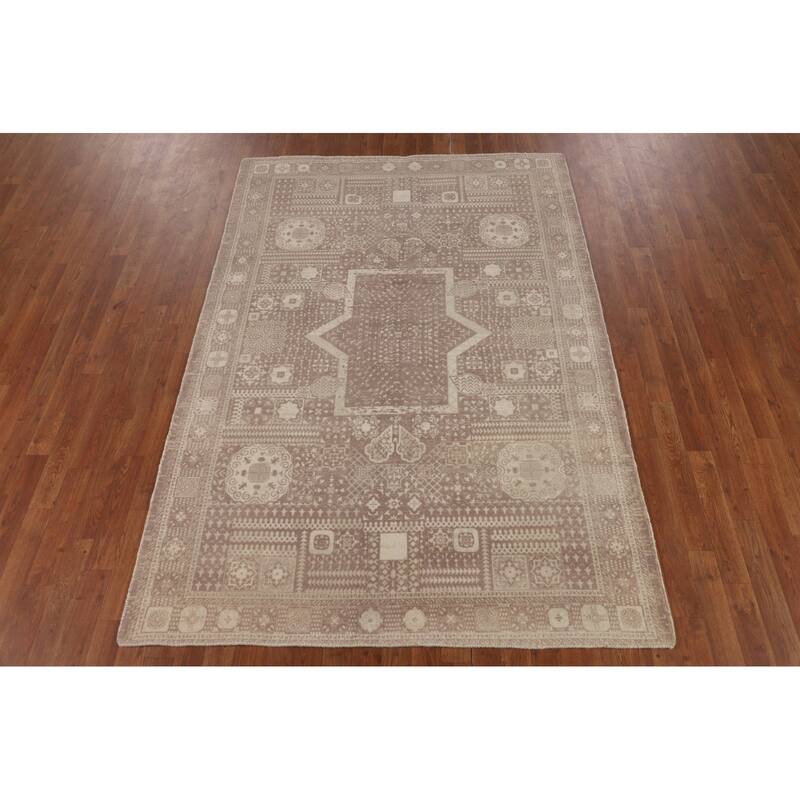 Geometric Oriental Area Rug Handmade Wool Carpet - 5'3"x 7'6"