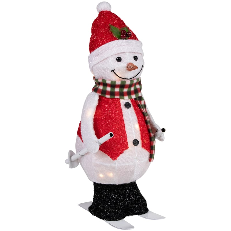 LED Lighted Animated Skiing Snowman Outdoor Christmas Figure - 24" - White