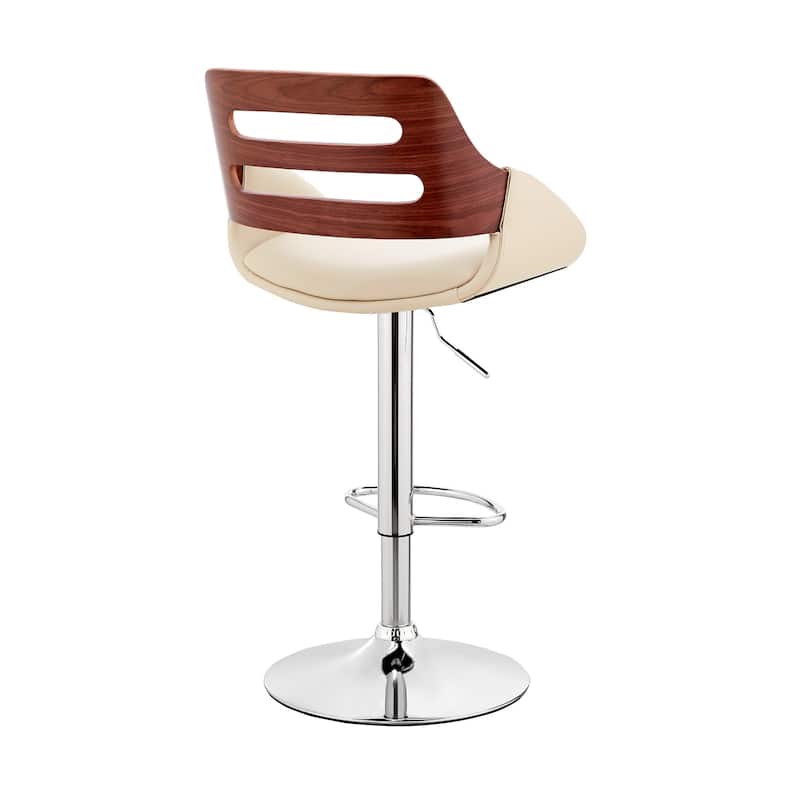 HomeRoots 25" Cream And Silver Iron Swivel Low Back Adjustable Height Bar Chair