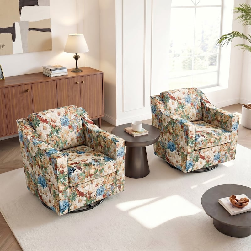 Modern Swivel Upholstered Armchair Accent chair Set of 2