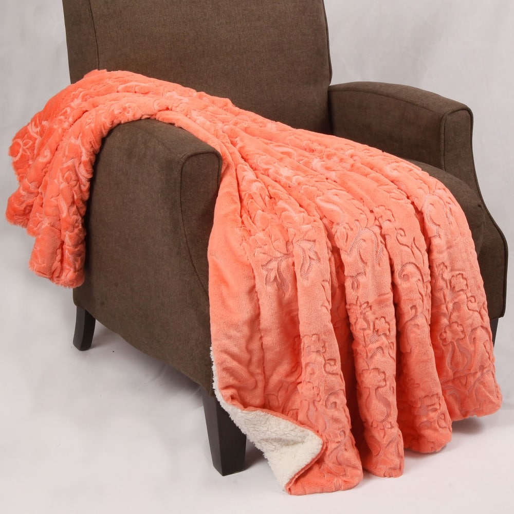 Embroidery Batik FauxFur Sherpa Throw Blanket