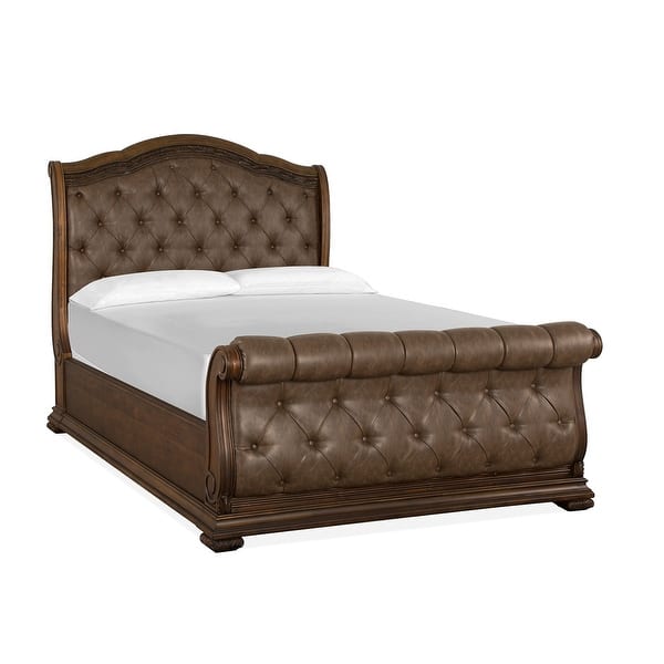 slide 2 of 4, Magnussen Home Durango Willadeene Brown Upholstered Sleigh Bed Queen