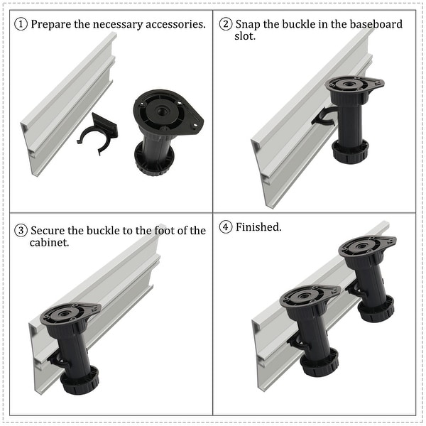 4pcs PP Adjustable Kitchen Cabinet Legs Feet Height Black 2.8