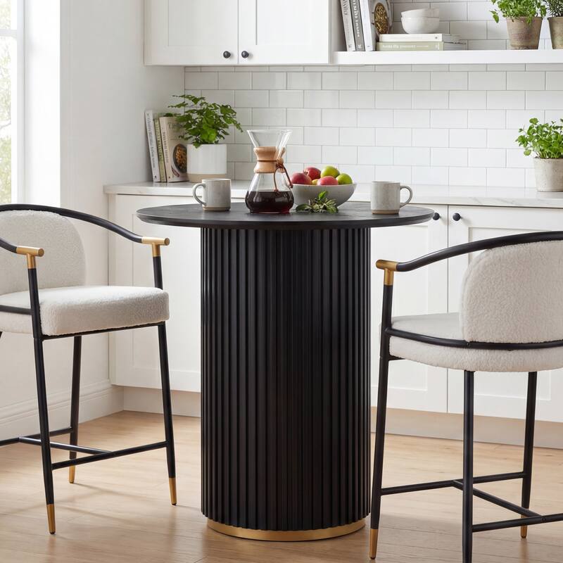 Christopher Knight Home - Barrington Modern 36.61"H Round Counter Height Dining Table with Fluted Cylindrical Iron Base