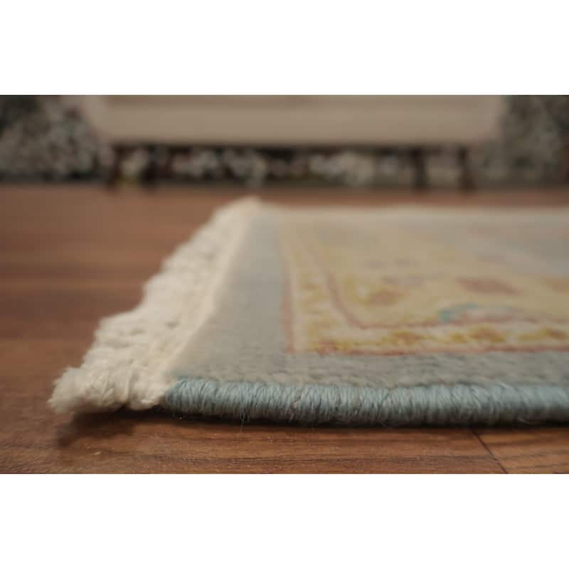 Hand Knotted Oriental 100% Wool Carpet Traditional All-Over Navy Blue & Blues Ziegler Area Rug - 3' 9'' X 2' 0''