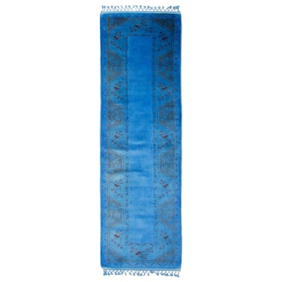 ECARPETGALLERY Hand-knotted Color Transition Blue Wool Rug - 2'9 x 9'9