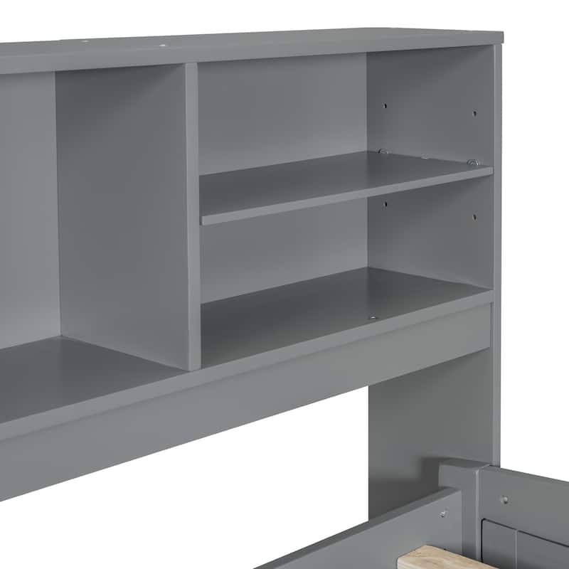 Full Size Daybed with 2 Bedside Cabinets, Top Shelves and 4 Drawers