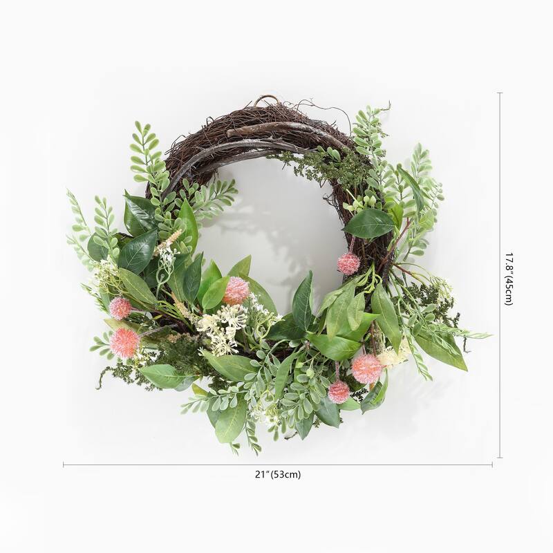 SAFAVIEH Jann Faux 21-inch Sweetgum & Mandarin Semi-Wreath