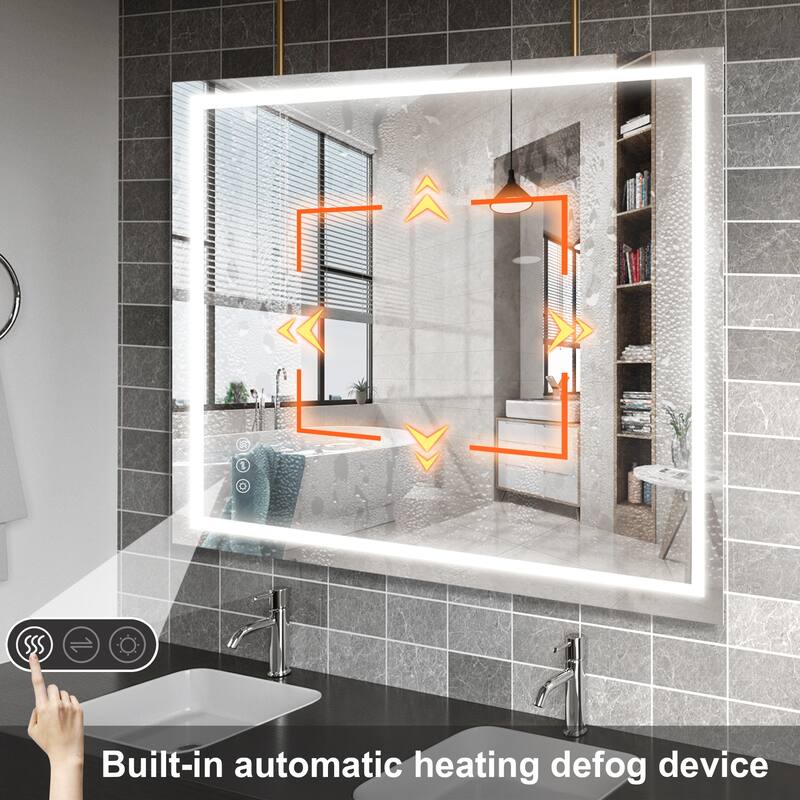 Bathroom Mirror with Lights, Anti-Fog, 3 Color