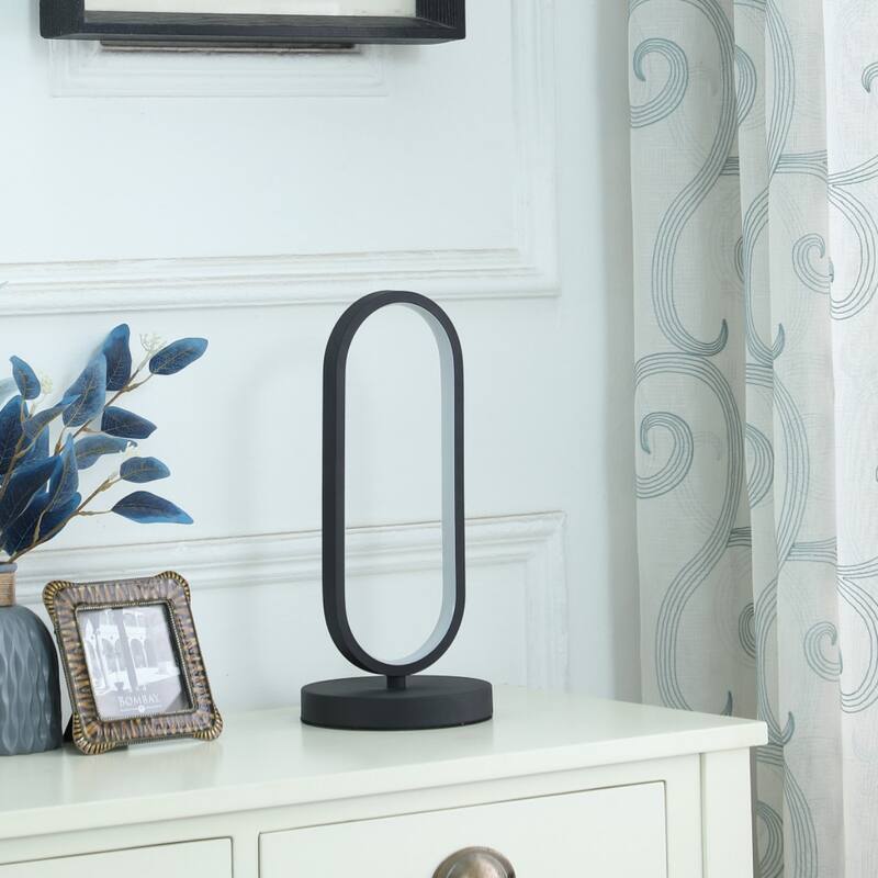 Black Metal LED Desk Lamp with Oval Shape and In-Line Switch - 6.25” x 6.25” x 14” (D x W x H)