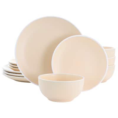 Spice by Tia Mowry Creamy Tahini 12 Pc Dinnerware Set in Matte Orange - 12 pc