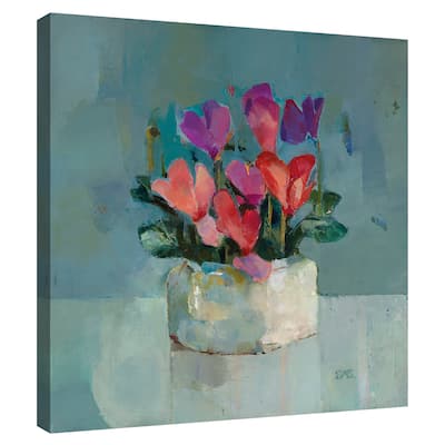 Pretty Pot of Cyclamen by Sarah Simpson Canvas Art Print by Sarah Simpson Canvas Art Print