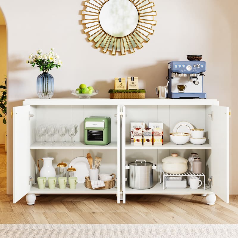 59-Inch 4-Door Sideboard Buffet Cabinet with Adjustable Shelves for Living Room Dining Room