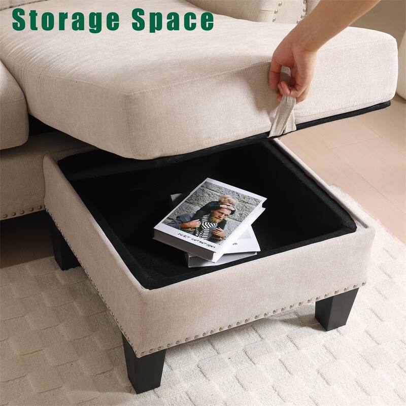 Convertible Sectional Sofa with Storage,L-shaped sofa,Four-Seater Sofa