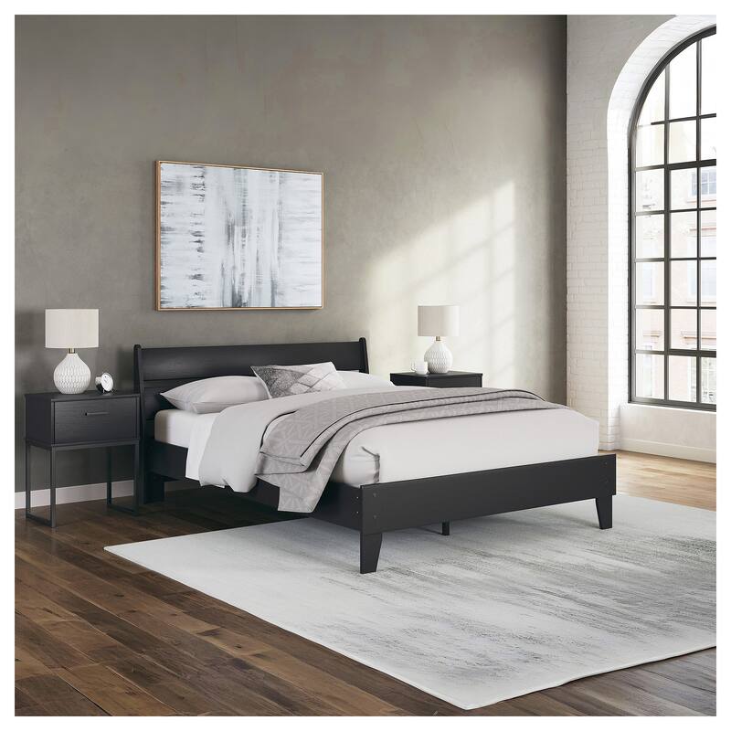 Signature Design by Ashley Socalle Black Panel Platform Bed - Queen
