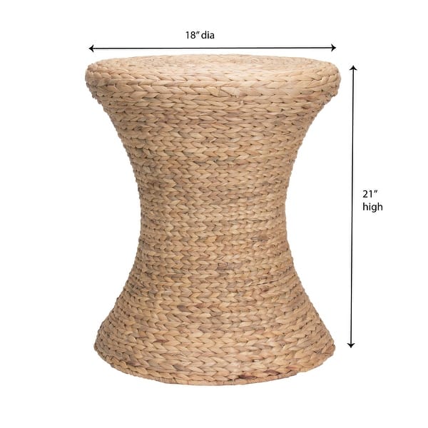 Household Essentials Handwoven Water Hyacinth Hourglass-Shaped Wicker Stool