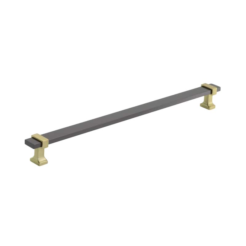 Amerock Overton Cabinet or Furniture Pull - 11-5/16 in (288 mm) Center-to-Center - Black Chrome/Brushed Gold