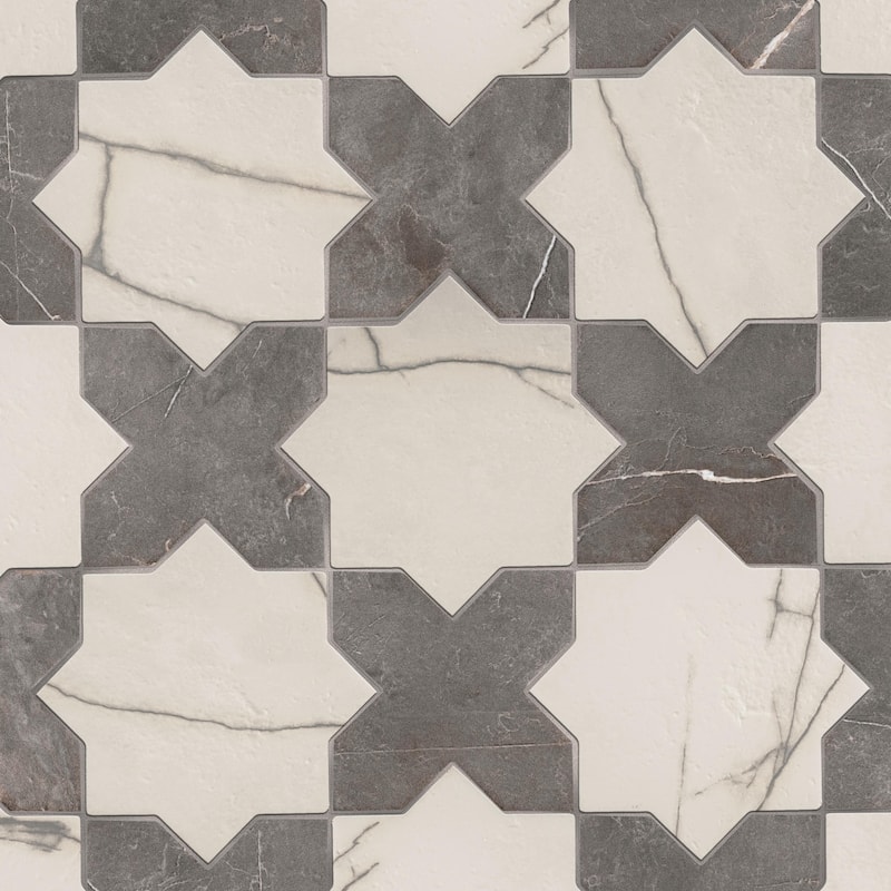Merola Tile Istanbul Star Day with Night Cross 6" x 12" Porcelain Floor and Wall Tile - Case (32 Tiles)