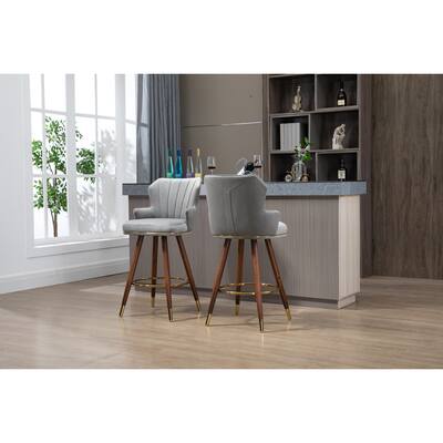 Retro Style Swivel Bar Stools with Footstool, 2 Pieces
