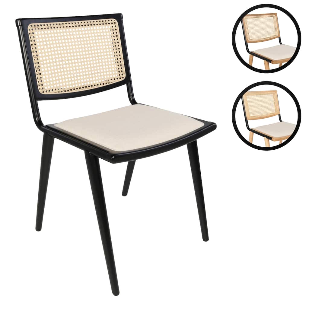 Breuer Chair Company Rereke Dining Side Chair w/ Padded Seat Beech Wood Cane Back Steel Frame & Wooden Legs (Made in Italy)