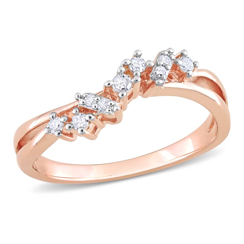Miadora 1/6ct TDW Diamond Nine Stone Ring in Rose Silver