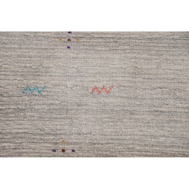 Gabbeh Oriental Area Rug Hand-Knotted Wool Carpet - 8'0"x 9'8"