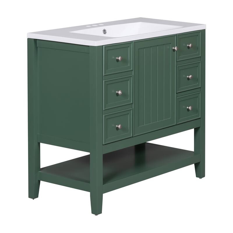 Bathroom Vanity with Undermount Ceramic Sink, Three Drawers, Cabinet with Door, Adjustable Shelf