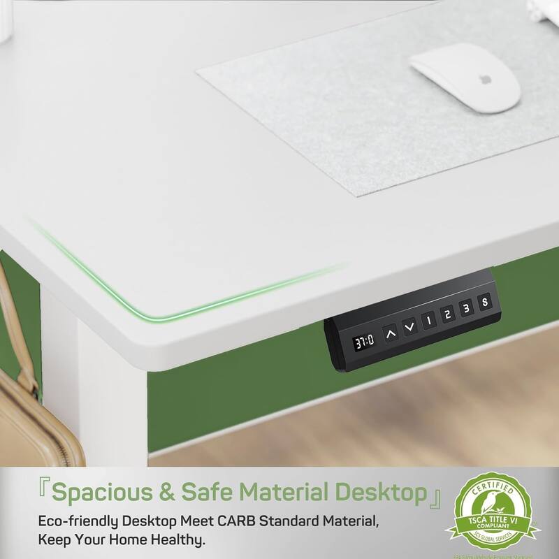 Electric Height Adjustable Standing Desk, 55x24 Inches, Ergonomic Sit-to-Stand Rising Computer Table for Home Office