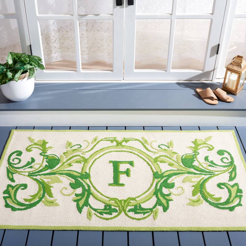 SAFAVIEH Handmade Monogram Breeda Casual Rug - 3' x 6' Runner - E - Beige/Green - Runner