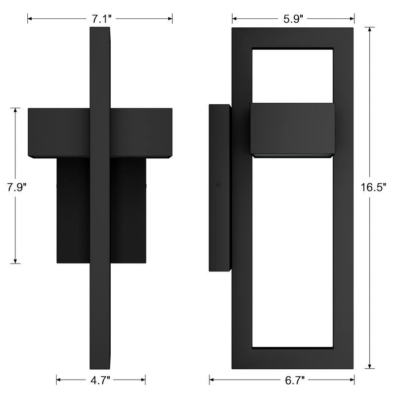 Integrated LED Black/White Aluminum Outdoor 1-Light Wall Sconce