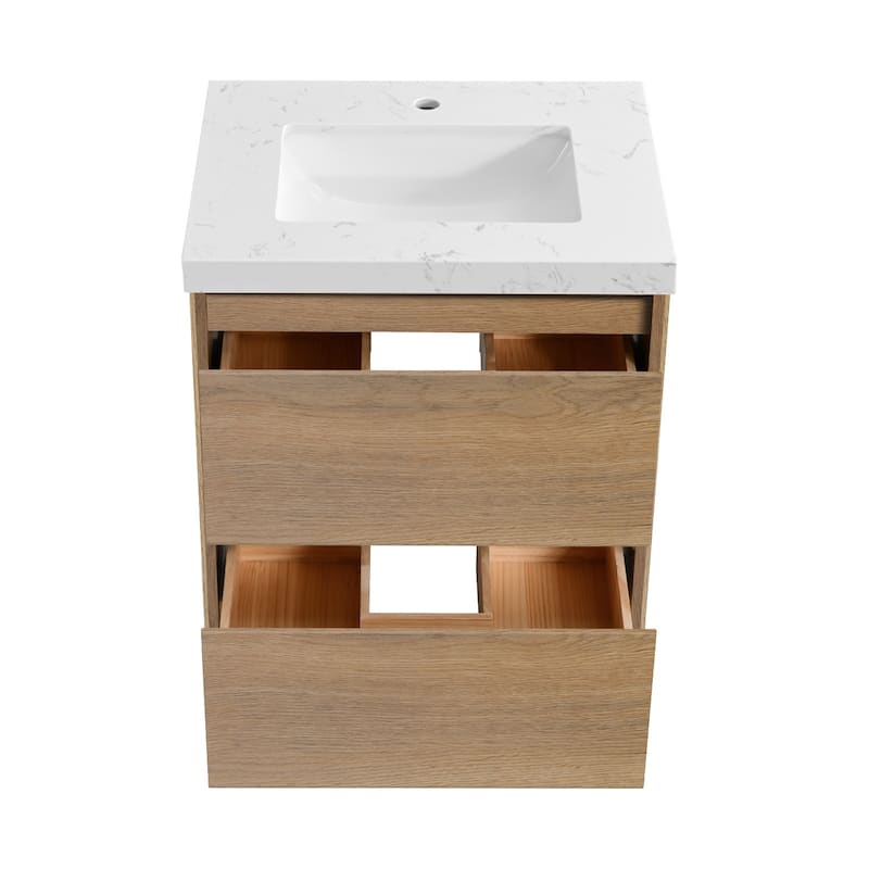 24"30"36"48"60"72" Floating Bathroom Vanity Engineered Stone Top with Rectangular Ceramic Undermount Sink