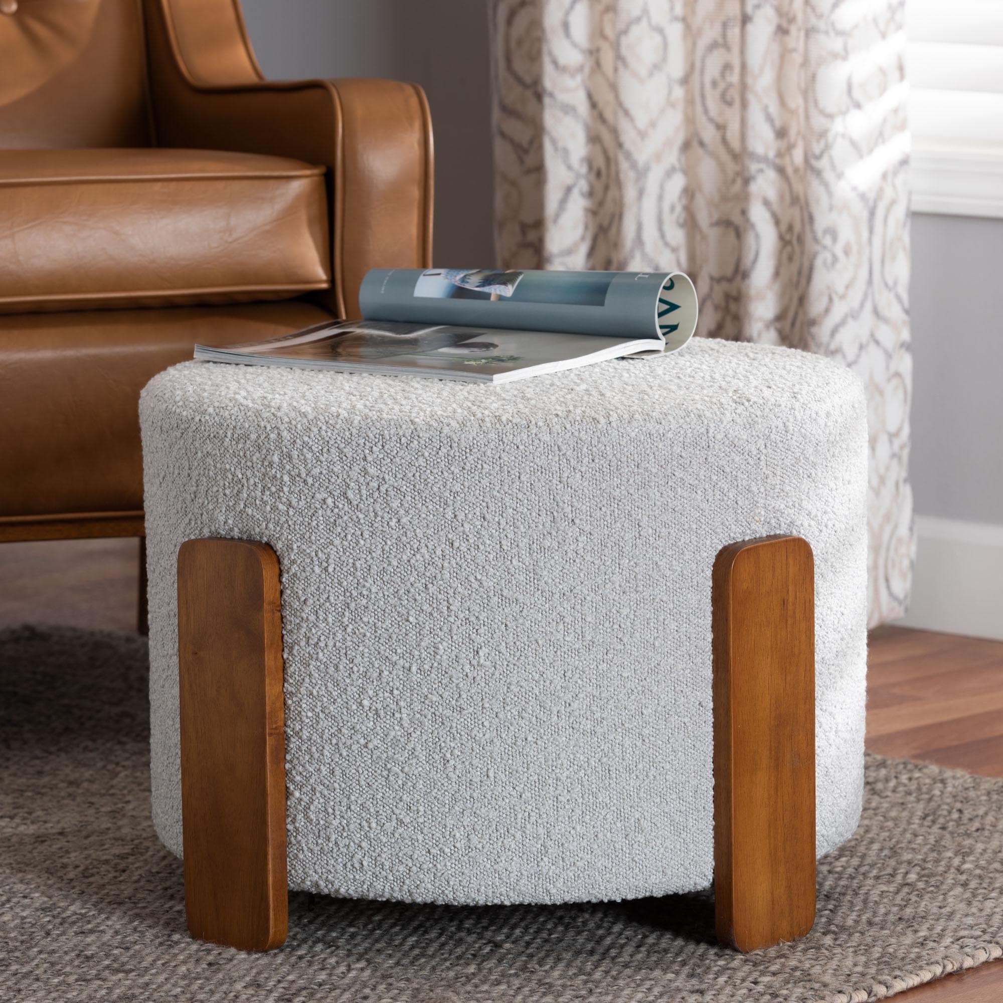 Fabric ottoman footstool discount