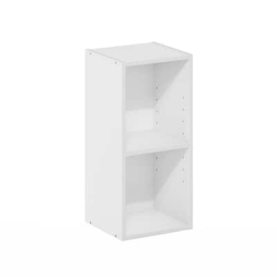 9.84 in. Tall White Wood 2-Shelf Bookcase