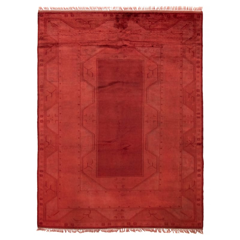 ECARPETGALLERY Hand-knotted Color Transition Red Wool Rug - 6'11 x 9'3 - Red - 6'11 x 9'3