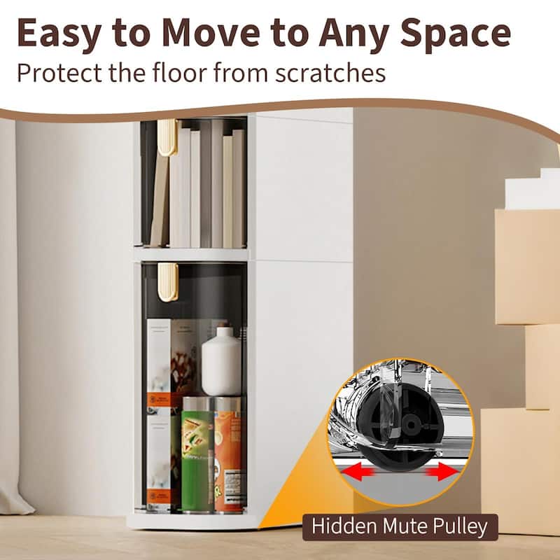 Bathroom Storage Cabinet with Wheels - 3-Tier Slim Narrow Organizer for Small Spaces, Transparent Drawers