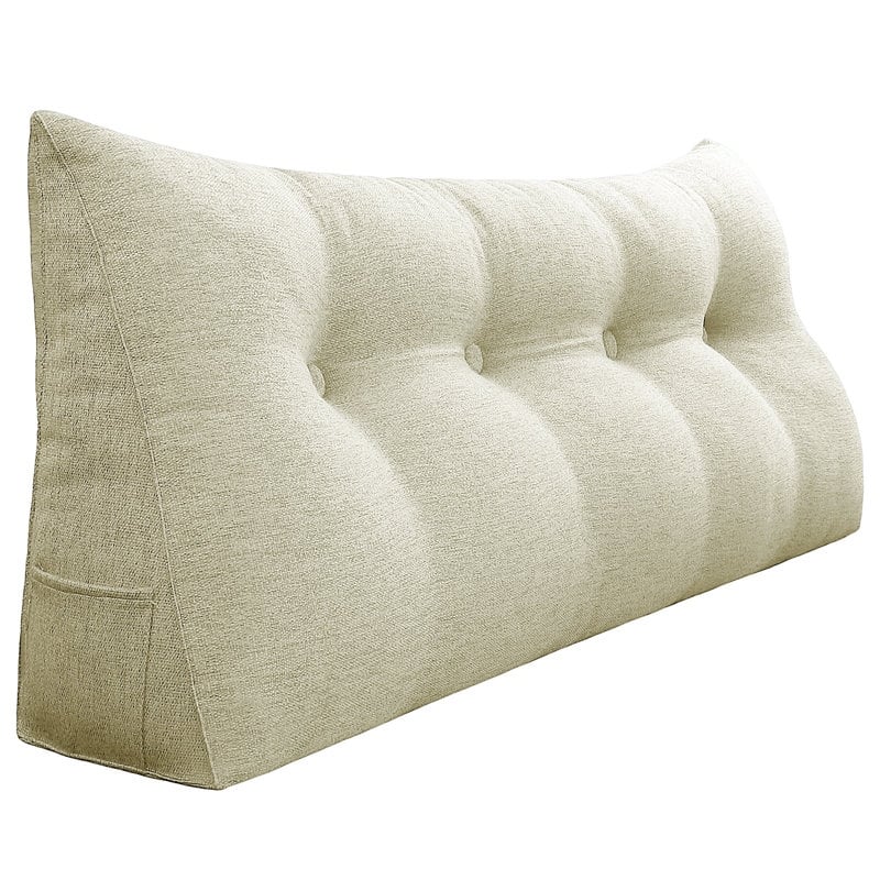 WOWMAX Bed Rest Wedge Reading Pillow Headboard Back Support Cushion - Full - Ivory
